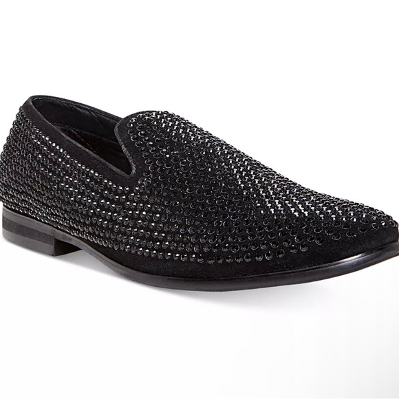 Steve Madden Black Embellished Slip-On Loafers